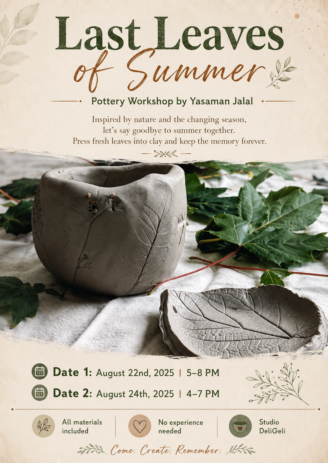 Last Leaves of Summer pottery workshop poster